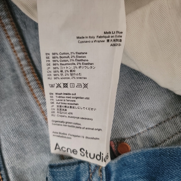 Acne Studio Light Blue Straight Leg Jeans with Subtle Fading | Size 28 X 32 - Picture 9 of 15